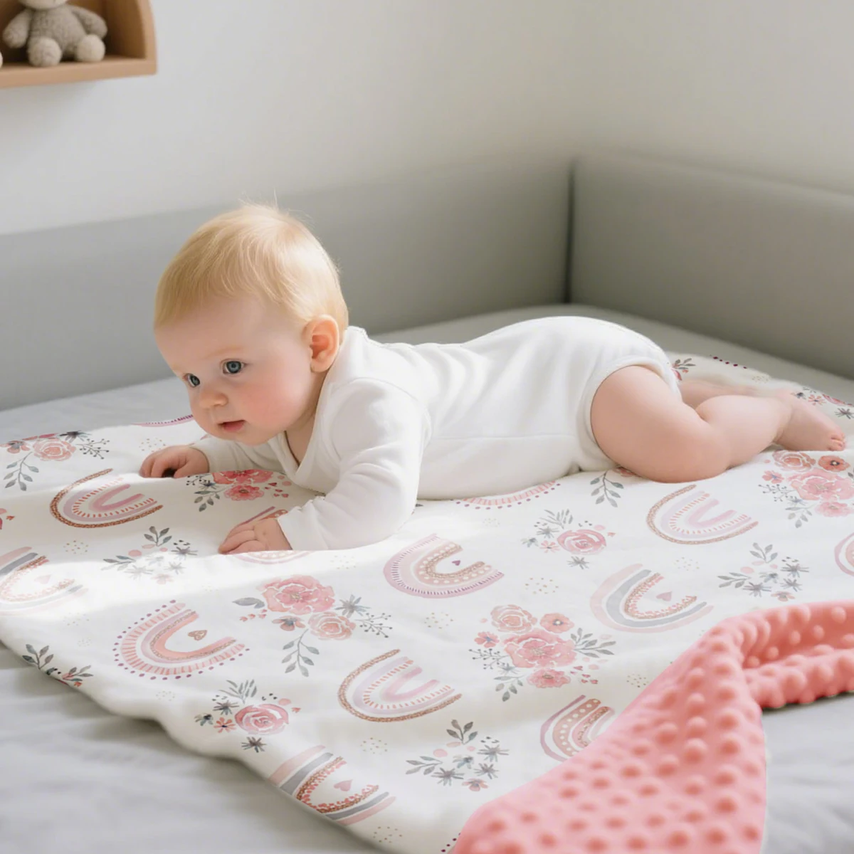 2 Layers Warm Baby Quilt Soft Baby Bean Blanket Infant Thick Quilt Swaddle Wrap Blanket Warm Newborn Stroller Cover