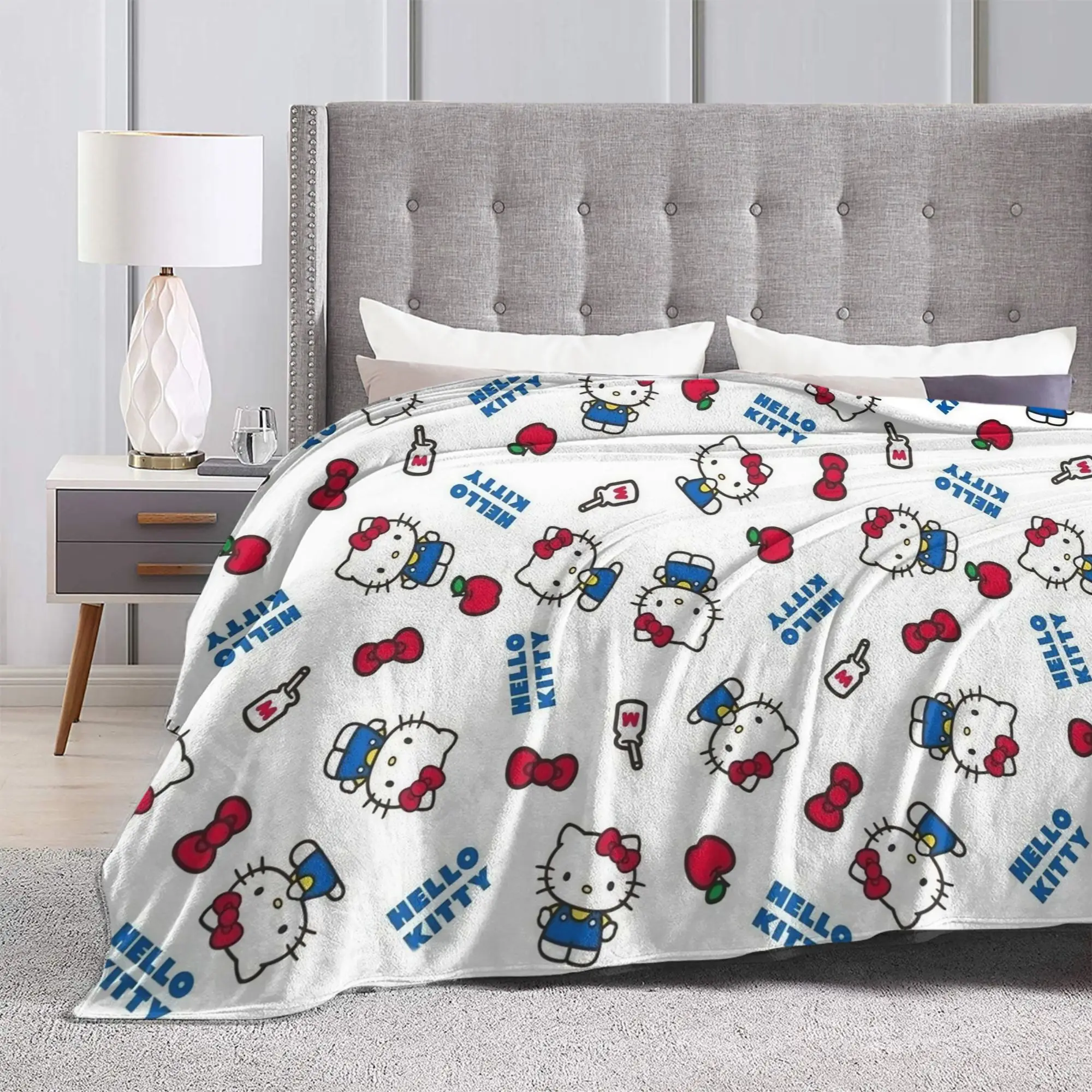 

Hello Kitty Fleece Blanket Cute Cartoon Funny Throw Blanket for Home Hotel Sofa 125*100cm Bedspreads