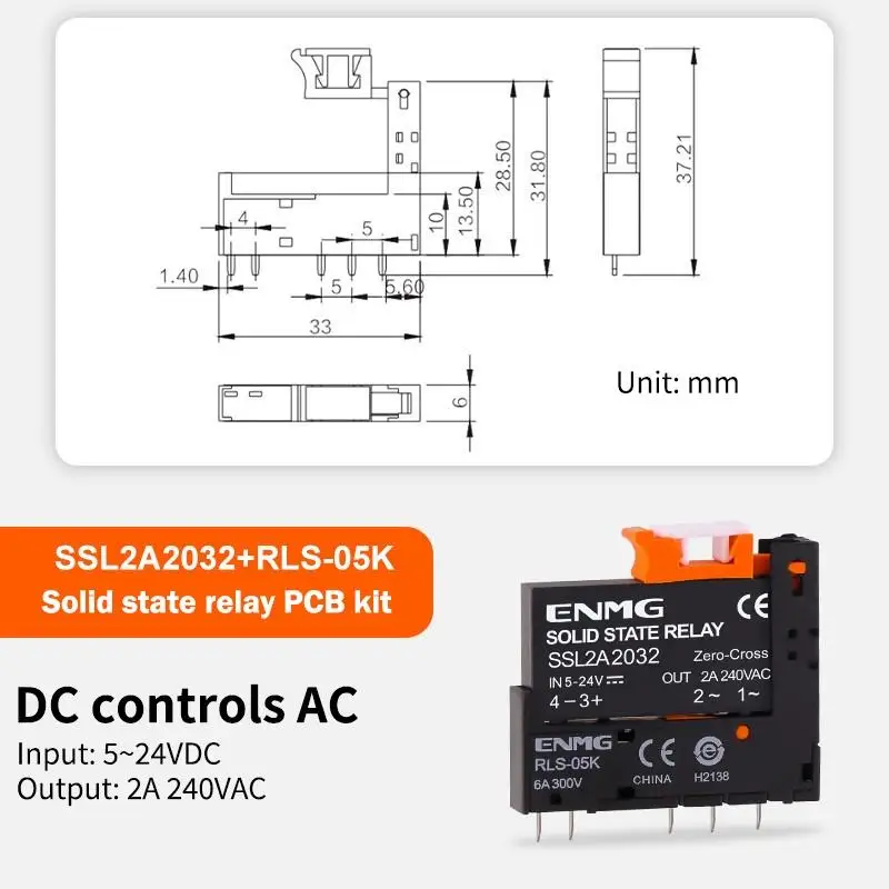 Ultra-compact Low-profile Solid State Relay 5V12V24V PLC Interface Type SSL6D6132 Control 6A 2A One Normally Open