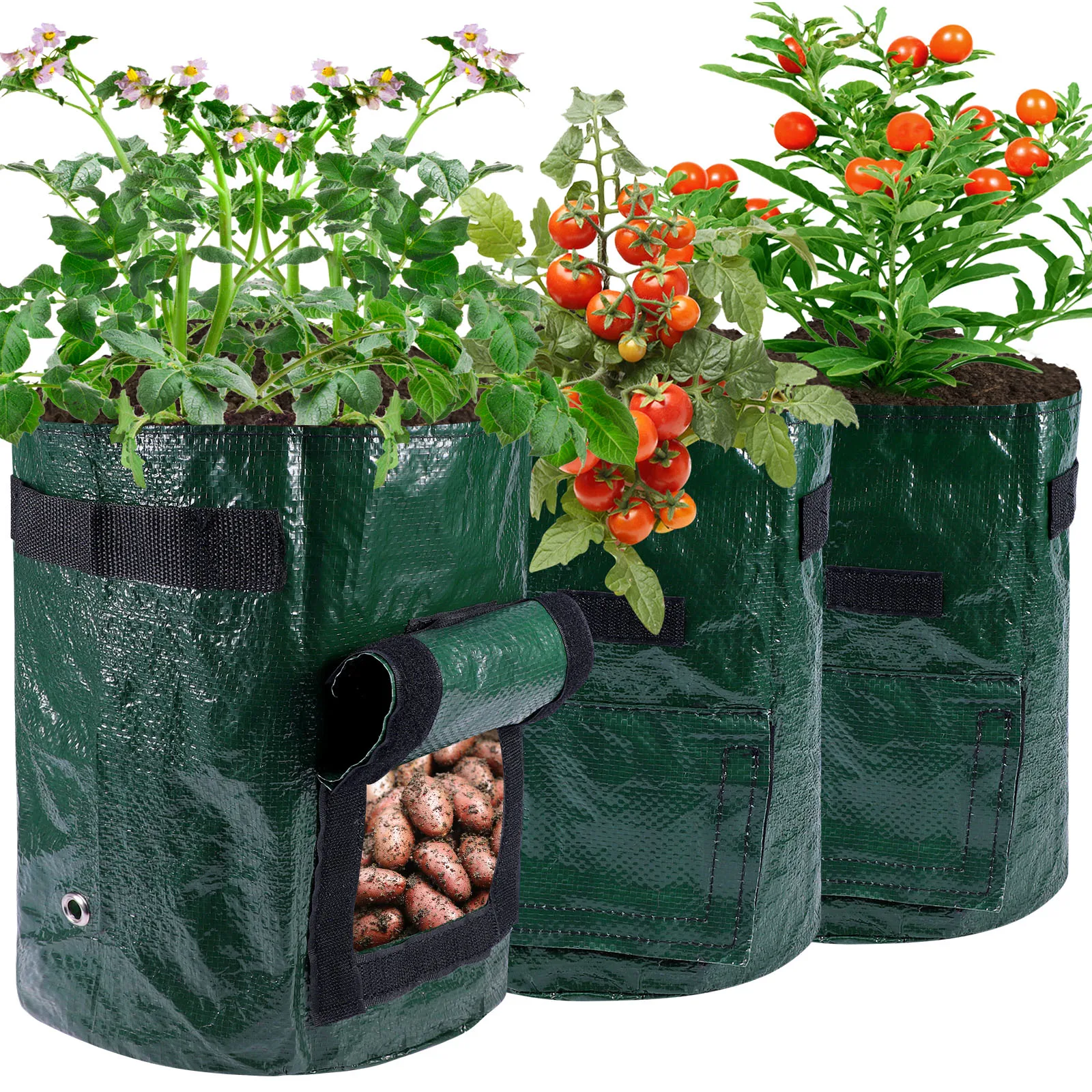 5 7 10 Gallons Grow Bags Durable PE Fabric Pots Planter Bags for Potato Vegetables Flowers Herbs Garden for All Plants Growing