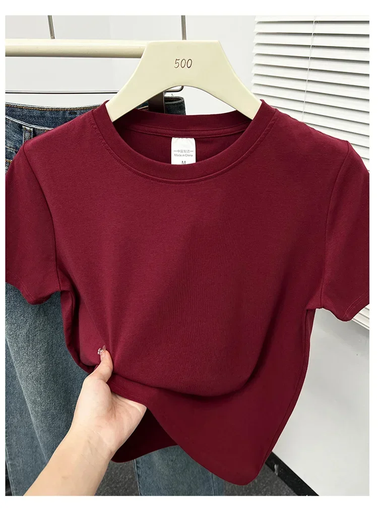 2026 Sommer Neue Hochwertige Lässige T-Shirts Sexy Kurzarm Modischer Trend Einfarbige Damenkleidung Y2k Tops – Detail 13