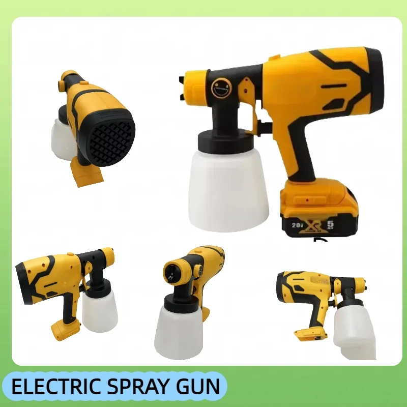 800 ml kabellose elektrische Spritzpistole, tragbares Farbspritzgerät, Hochleistungs-Spritzpistole für Automöbel, leicht zu reinigen, 20-V-Batterie