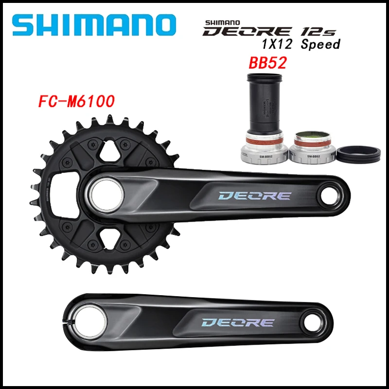 

SHIMANO DEORE 1x12S FC-M6100 Crankset MTB Bicycle Original 2-PIECE Crankset 170/175MM 30T/32T With BB52 12V Shimano Saint Crank