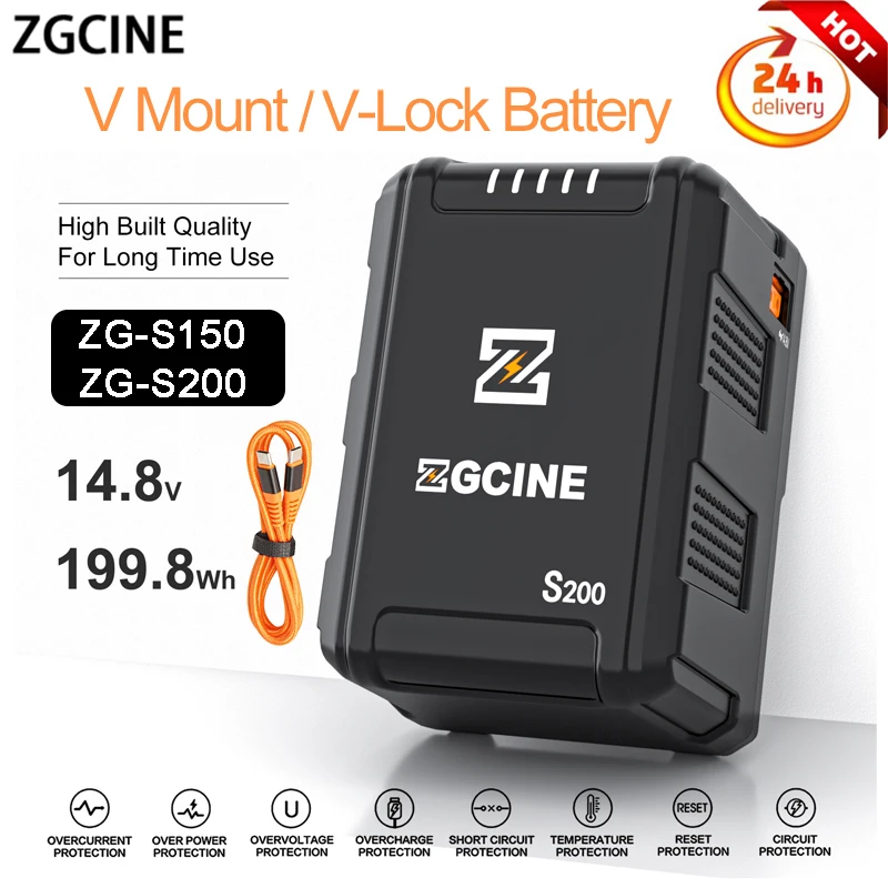 ZGCINE Mini V Mount Battery ZG-S150/S200 Multiple Interfaces Rechargeable Battery V Lock Dual USB-C PD Fast Charging Power Bank