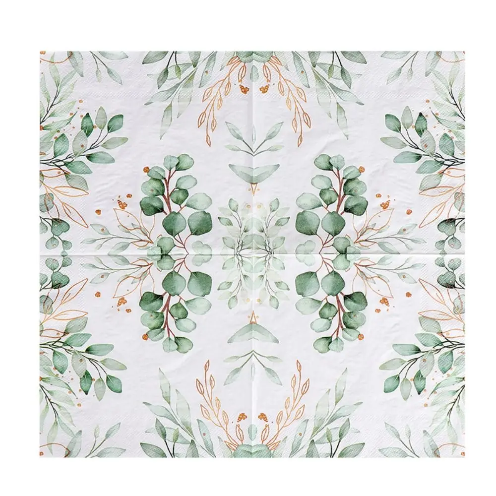 

20pcs Party Supplies Cartoon Plant Style Napkins Colorful 33cm Eucalyptus Leaf Paper Soft Colorful Printed Paper Party Decor