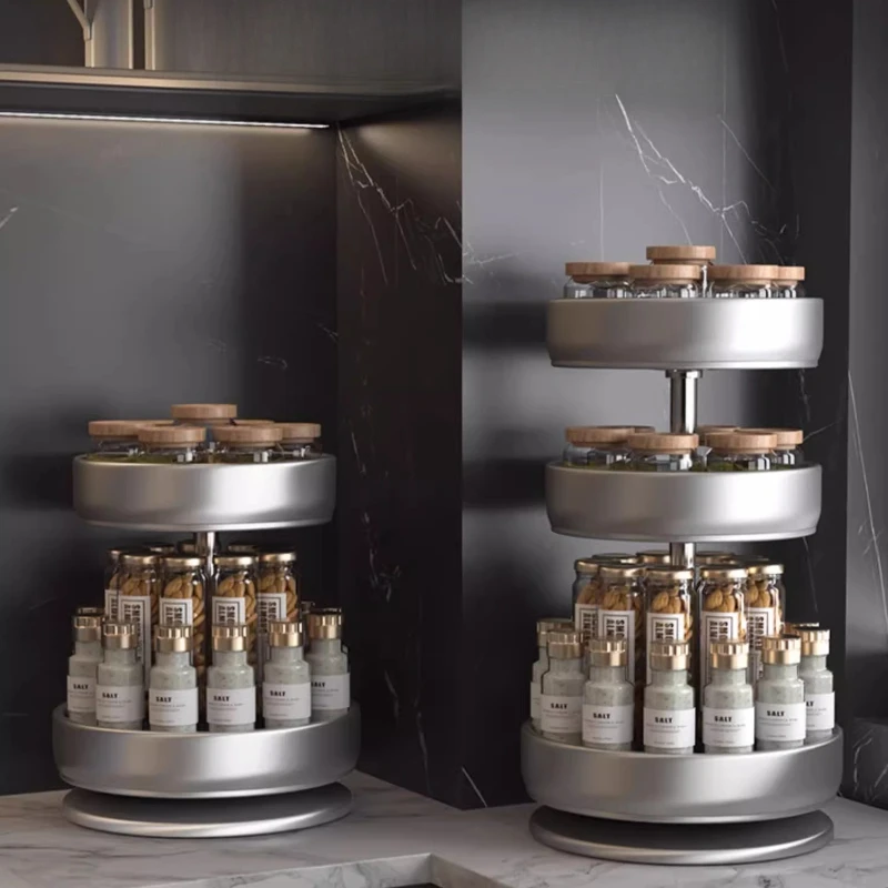 

‌Imported Carbon Steel Waterproof Rotating Spice Tray Silent Mechanical Bearing Kitchen Shelf Heat/Oil Resistant Countertop