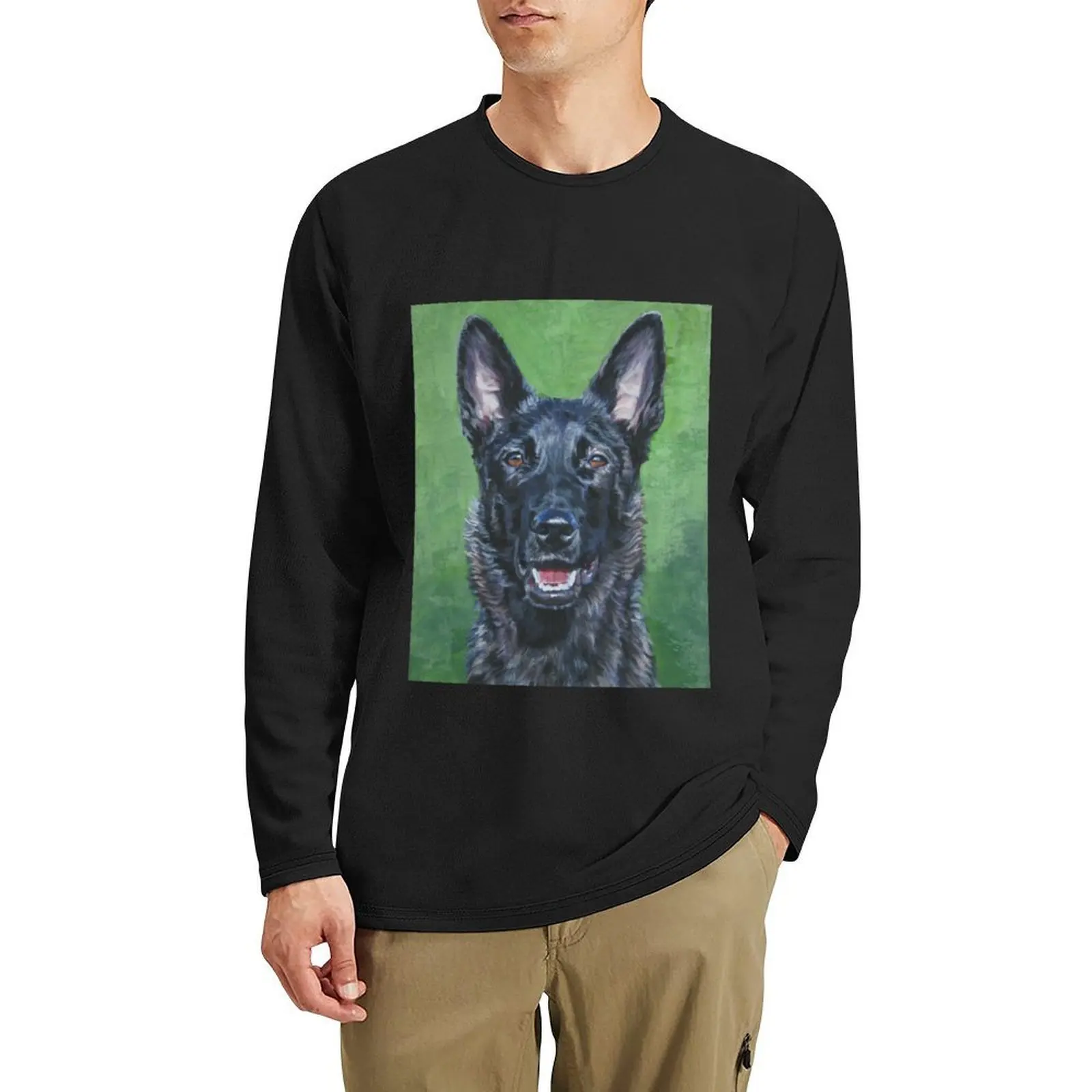 

Dutch Shepherd Fine Art Painting Long T-Shirt graphic t shirts tees sweat shirt Men's t-shirt