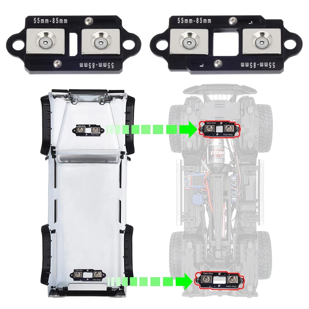 Postes magnéticos ajustables para coche, carcasa magnética Invisible para 1/10 RC Crawler Axial SCX10 TRX4 TRX-6, 55-85mm, 4 Uds.