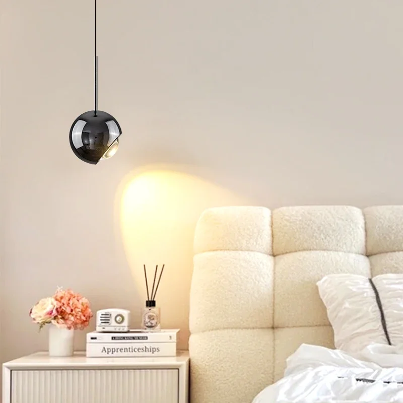 Modern LED 10W Small Ceiling Lights Bedhead Bedroom White Black Gold AC 220V Long Line Adjustable Spherical Chandelier