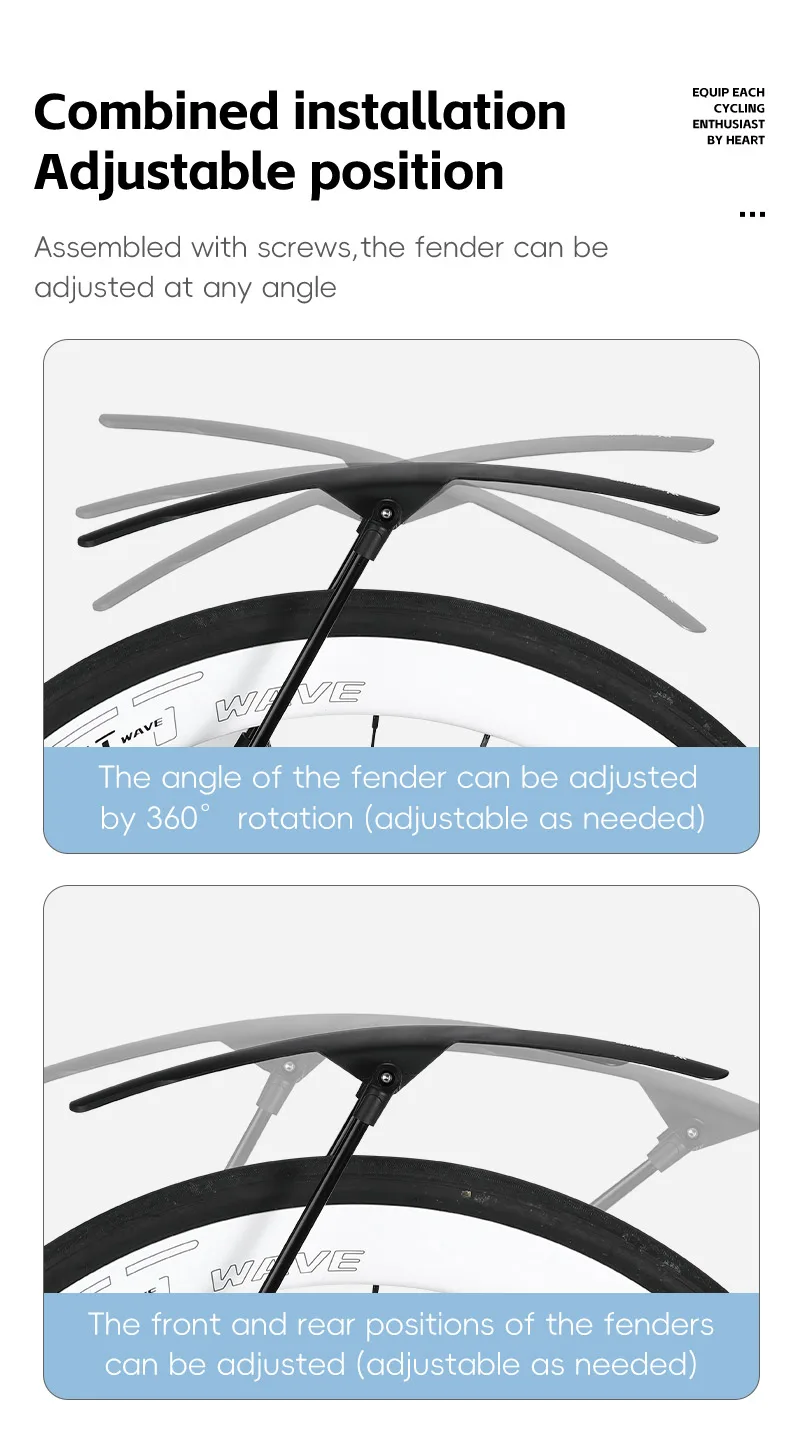 WEST BIKING Schnellspann-Fahrradkotflügel 3,8 cm breit, Doppelstangen-Schutzblech-Set für Rennrad, Gravelbike, Fahrradzubehör für Regenfahrten – Detail 9