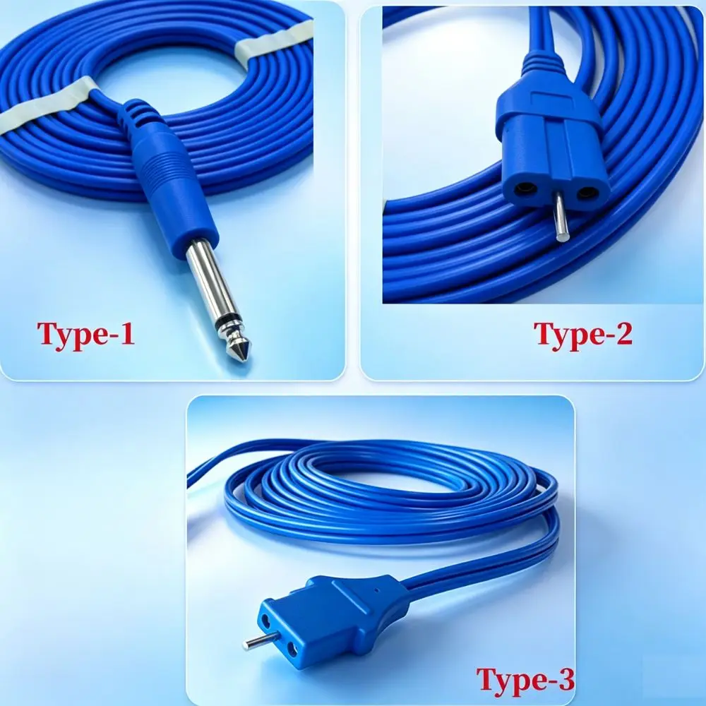 ESU Electrode Plate Adapter Cable, Negative Plate Connecting Cable, 6.3mm Plug, For Disposable Bipolar Plate And Monopolar Plate