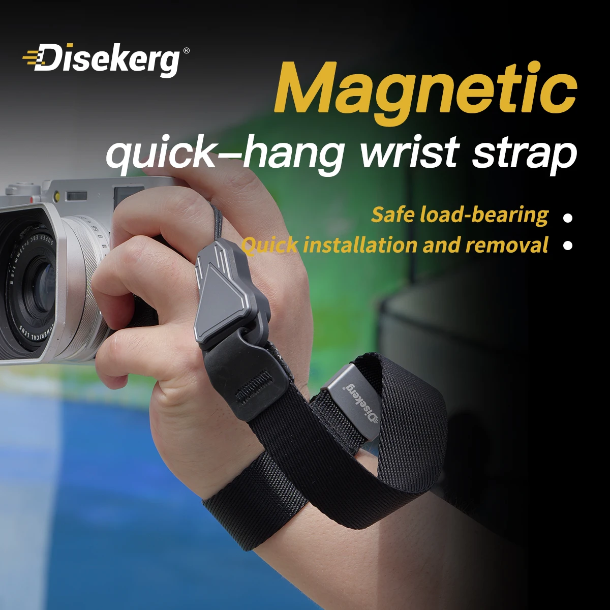 Disekerg Nylon Webbing Magnetic Quick‑Release Auto‑Lock Camera Wrist Strap for Mirrorless DSLR Sony Nikon Canon
