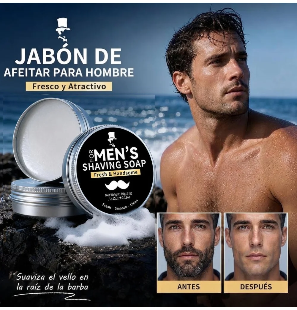 Men's Shaving Soap 60g Thick Lather Beard Softening Shaving Cream with Olive Oil & Vitamin E Rich Foam Shave Soap Tin