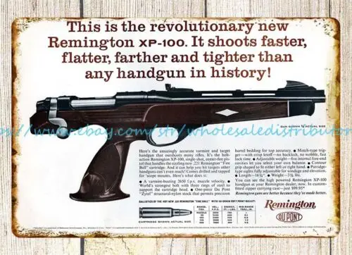 1964 Remington XP-100 Pistol Handgun metal tin sign cool art prints