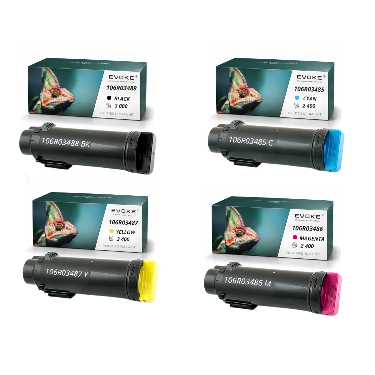 Evoke compatibele toner voor Xerox Phaser 6510 Workcentre 6515 106R03488 4X Cmyk: Zwart, Cyaan, Magenta, Geel 10200 pagina's Phaser 6510 6510Dn 6510Dni 6510V\\\_N; Workcentre 6515 6515Dn 6515Dni