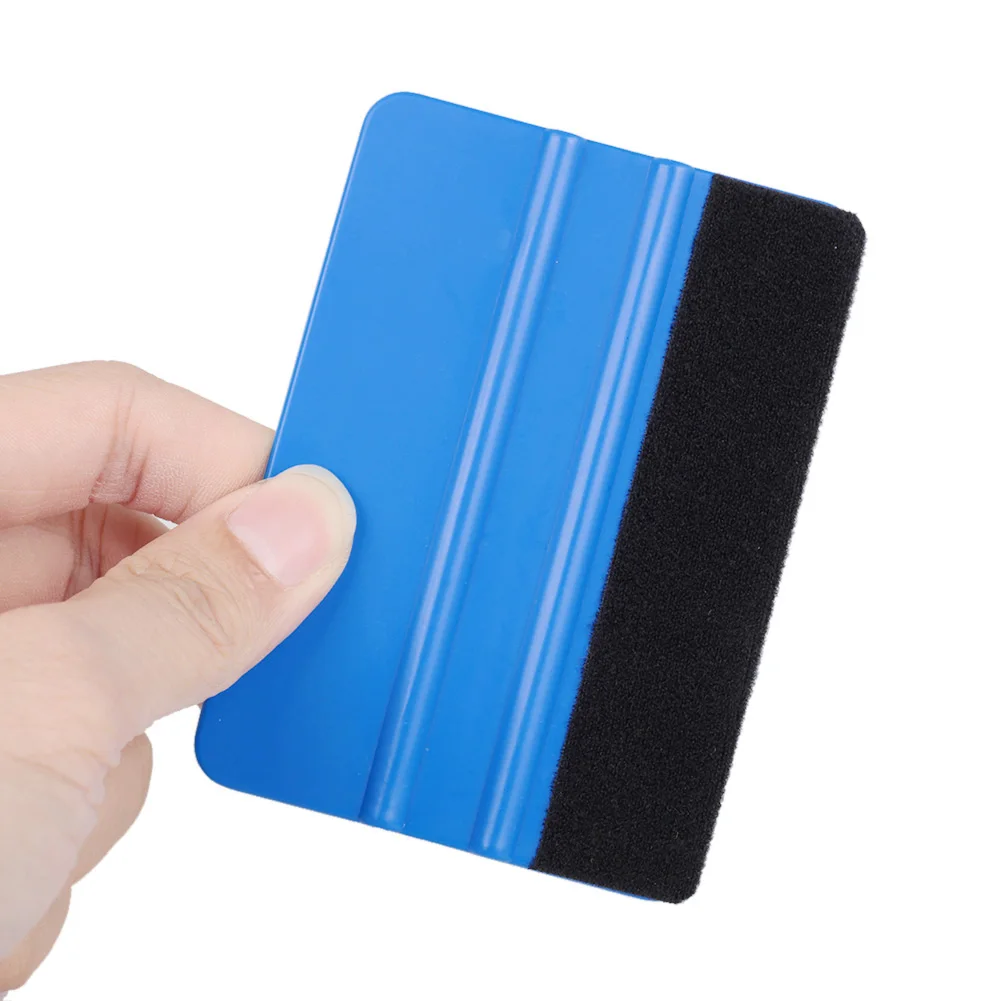 1/10Pcs 10x7cm Car Vinyl Carbon Fiber Window Ice Remover Cleaning Wash Car Scraper With Felt Squeegee Tool Film Wrapping