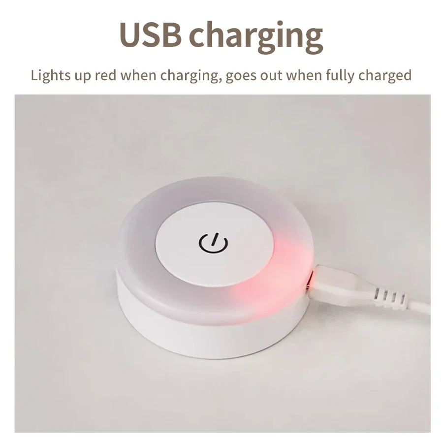 USB Rechargeable LED Night Light with Touch Switch for Living Room Bedroom Decor Kitchen Cabinet Wardrobe Lamp 3 Colors Dimmable