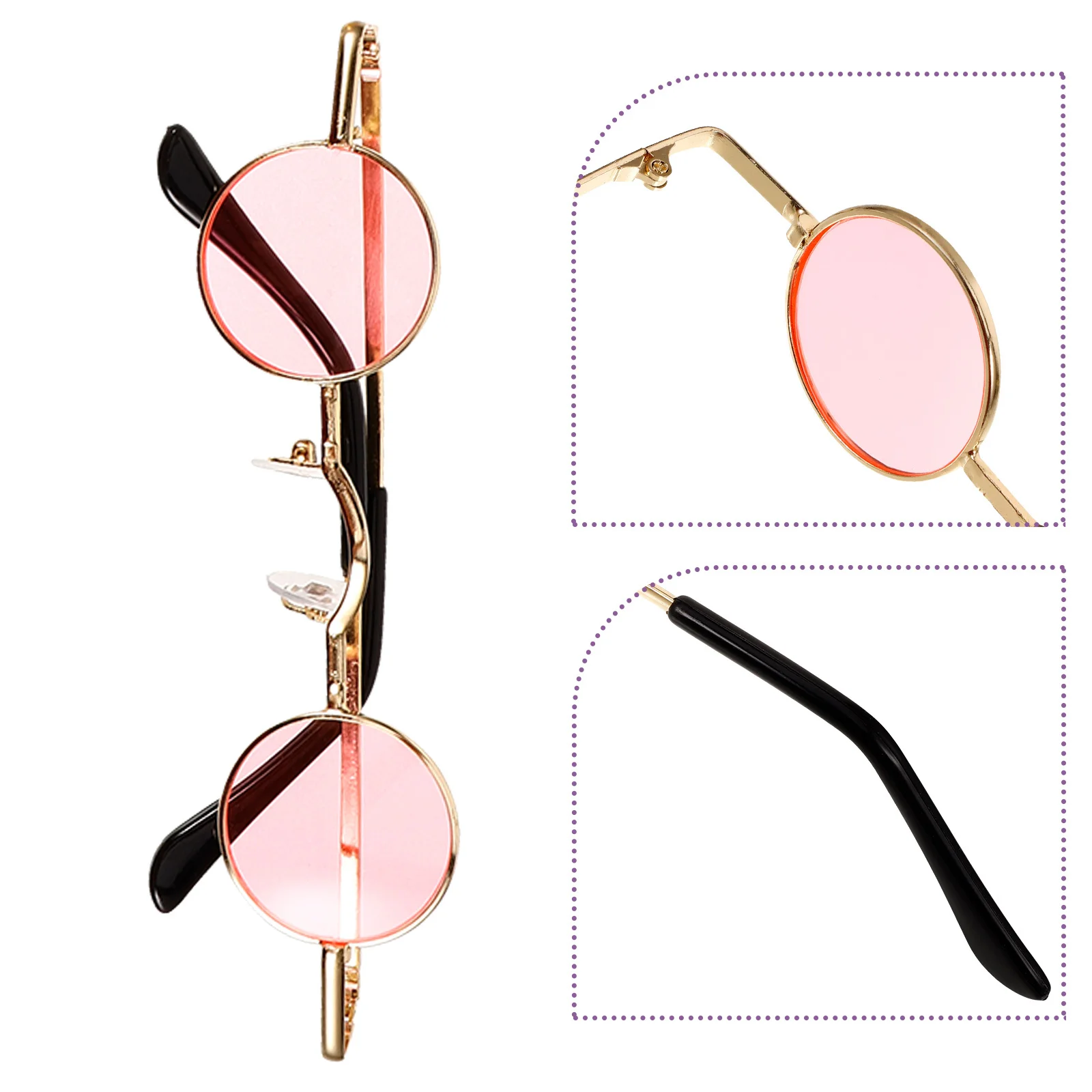 

4Pcs Mini Round Sunglasses Small Circle Punk Hip Hop Sun Glasses for Unisex Fashion Outdoor Summer Beach Party Vacation