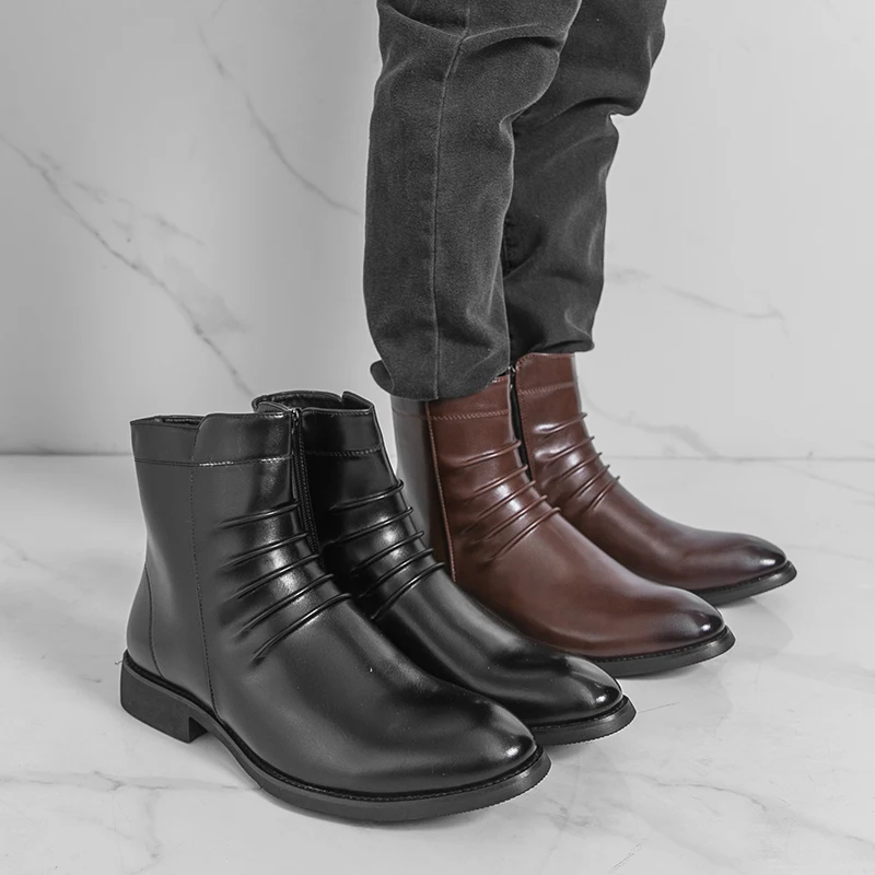 

Men's boots Retro minimalist designer style Work or office plus size Daily Casual business Autumn winter High top leather shoes