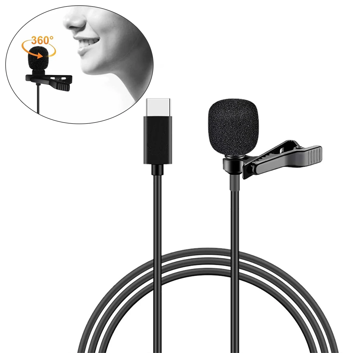 

Mini Mic TypeC Collar Clip Microphone Designed Suit Kit Mic Condenser Audio Recording Fit for Android Phone / Live / Record