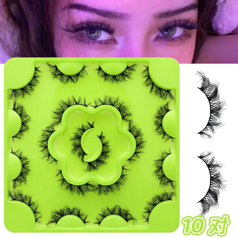 10 ペア偽まつげセットカールふわふわ人工ミンクまつげ耐久性のある簡単に適用まつげ工場直接販売