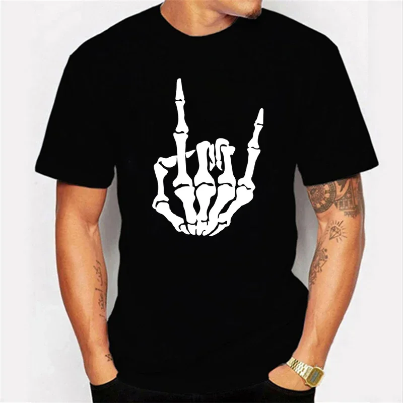 Y2K T Shirt Clothing Hip Hop Streetwear Skull Hand Print Tshirts Luminous Graphic Oversized Tshirt Men Women Short Sleeve Tees