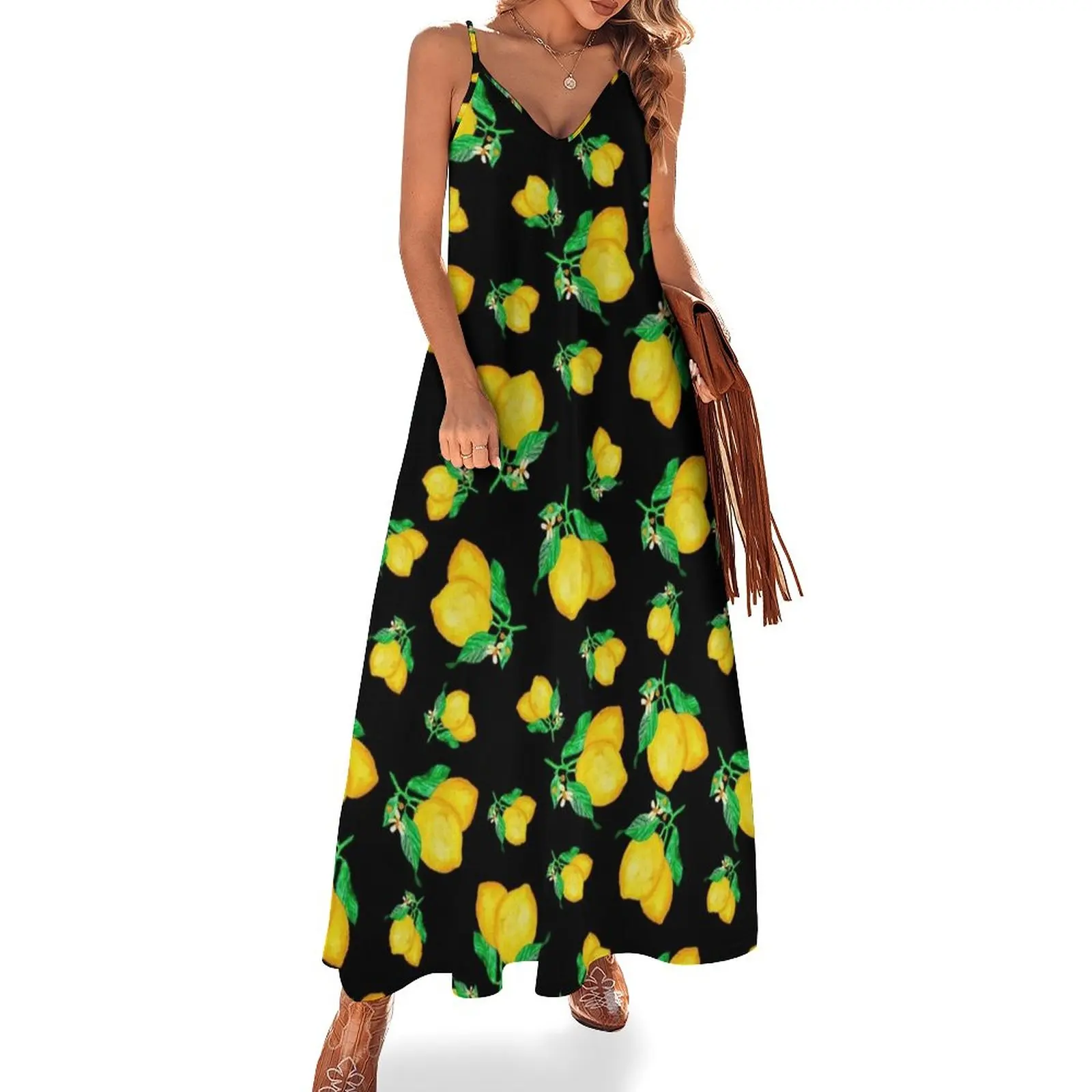 

Lemons & Black Sleeveless Dress elegant women's sets Dresses elegant dresses for women summer dresses womens 2024