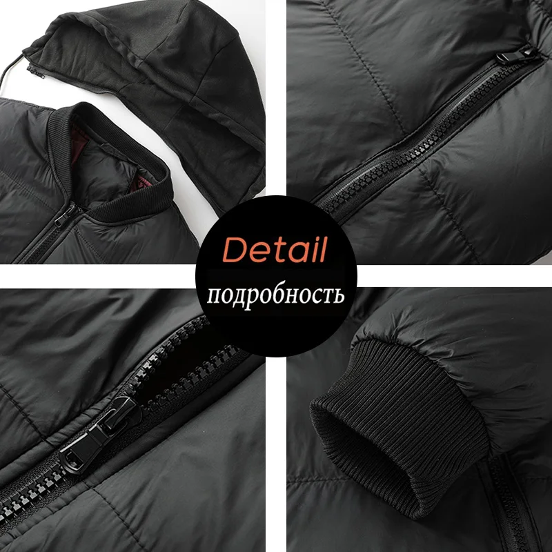 2023 Men Autumn Winter Solid Casual Hooded Jackets Fashion Brand Male Daily Warm Windproof Parka Coats High Quality Outwear