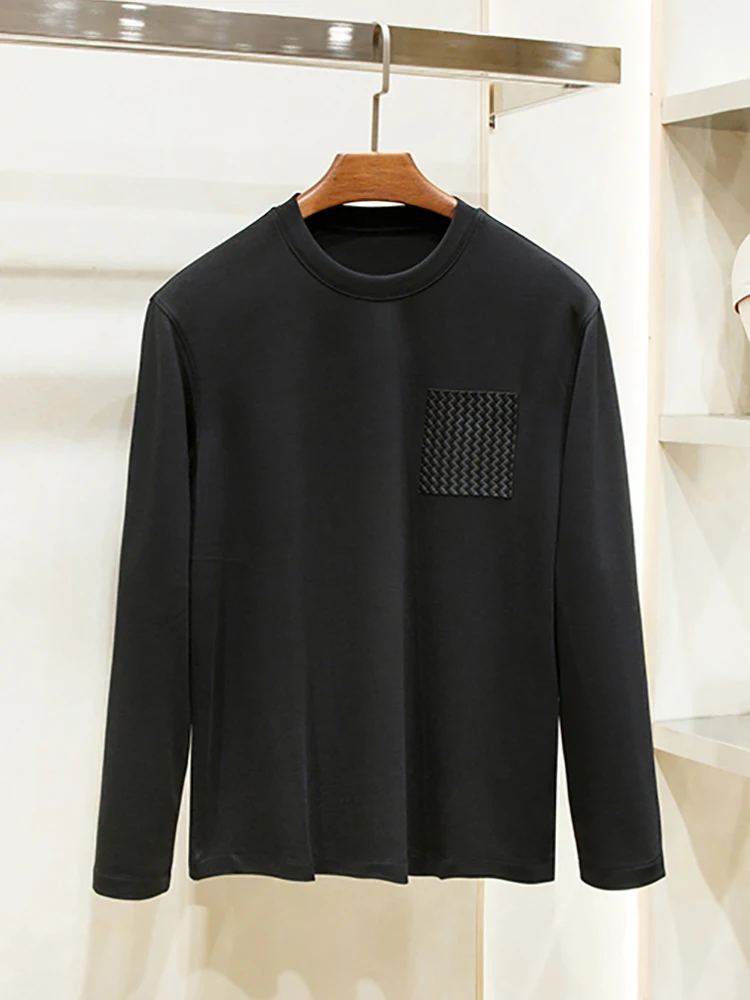 

New men's elastic comfort autumn and winter business leisure home office crew-neck long sleeve T-shirt base shirt
