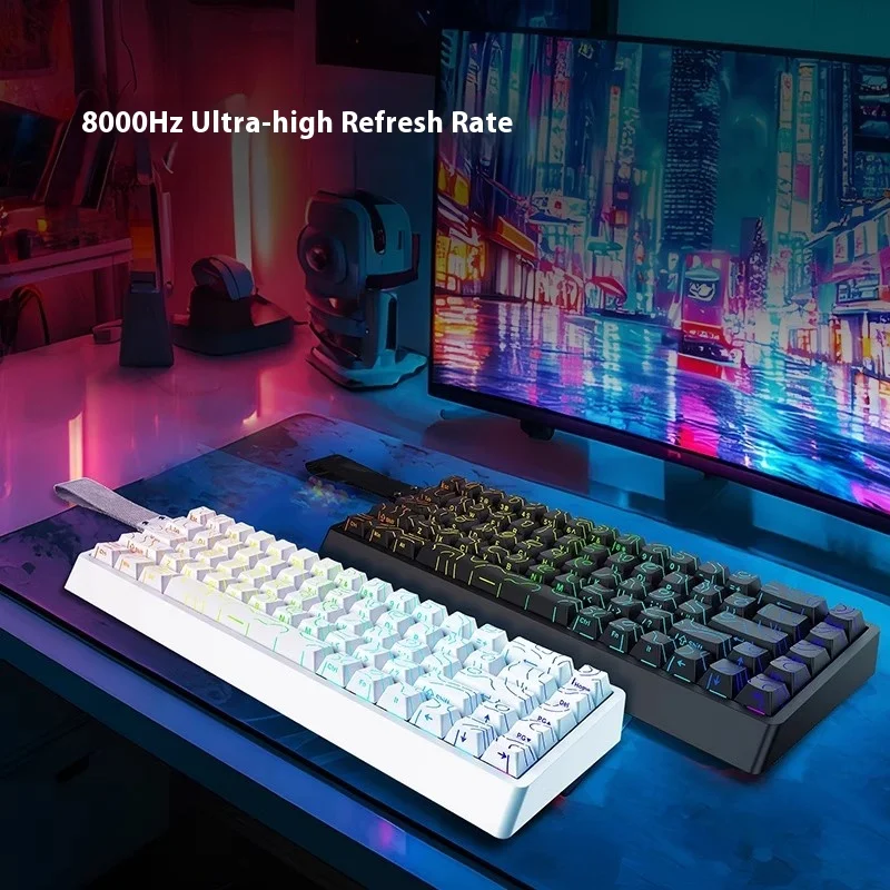 이록 Nd68 프로 마그네틱 스위치 키보드 0.001mm Rt 8k 인체공학적 게이밍 키보드 가스켓 핫스왑 홀 센서 rgb 키보드용