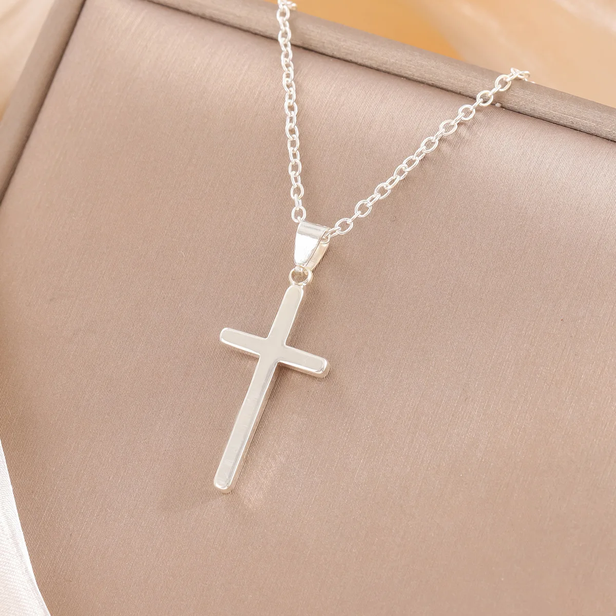 Fashion Smooth Prayer 925 Sterling Silver Simple Cross Pendant Necklaces   XL086