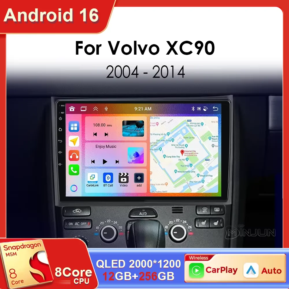 Radio para Auto Android 16 para Volvo XC90 2004-2014, Unidad Principal Multimedia, Reproductor de Video, Estéreo, Navegación GPS, Android Auto, 5G WIFI, DSP