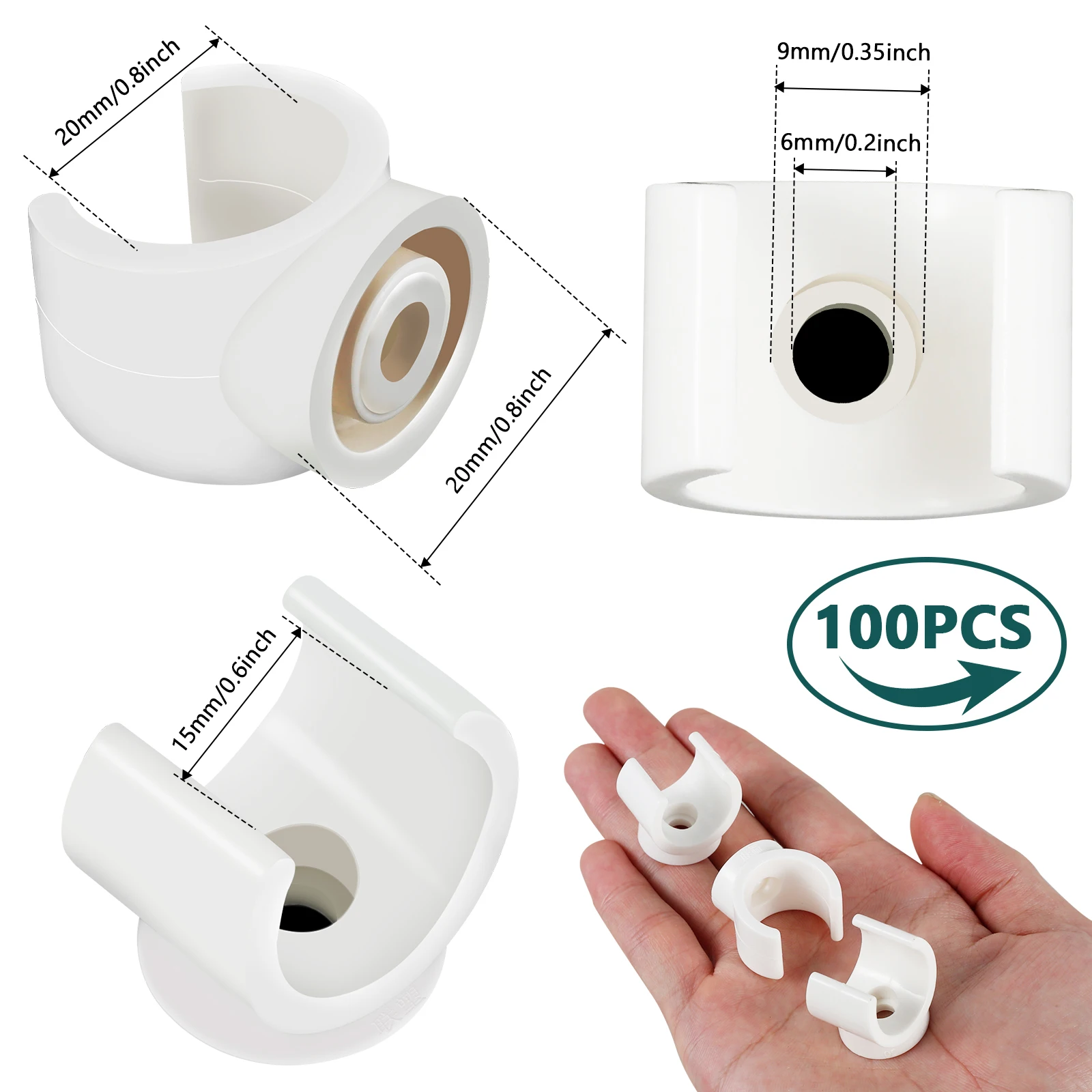 Abrazaderas de plástico resistente para tubos de agua, Clips de tubería de 100 pulgadas, tipo U, a prueba de óxido, para fijación de mangueras, 3/4 piezas