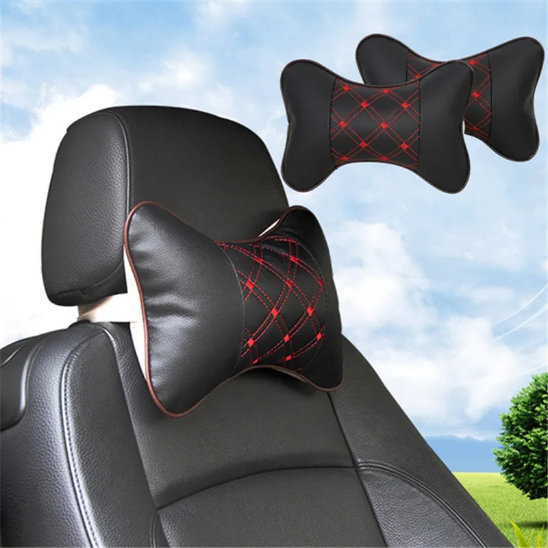 Pu Car Seats Neck Pillow Breathable Auto Head Neck Rest Cushion Relax Neck Support Cervical Headrest Soft Car Pillow