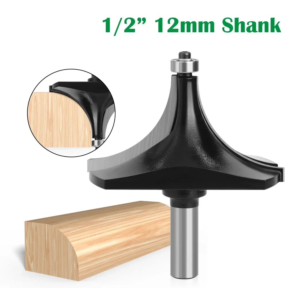 1PC 1/2" 12.7MM 12MM Shank Milling Cutter Wood Carving Big Corner Round Router Bit for Edging Woodworking Mill Classical Cutter