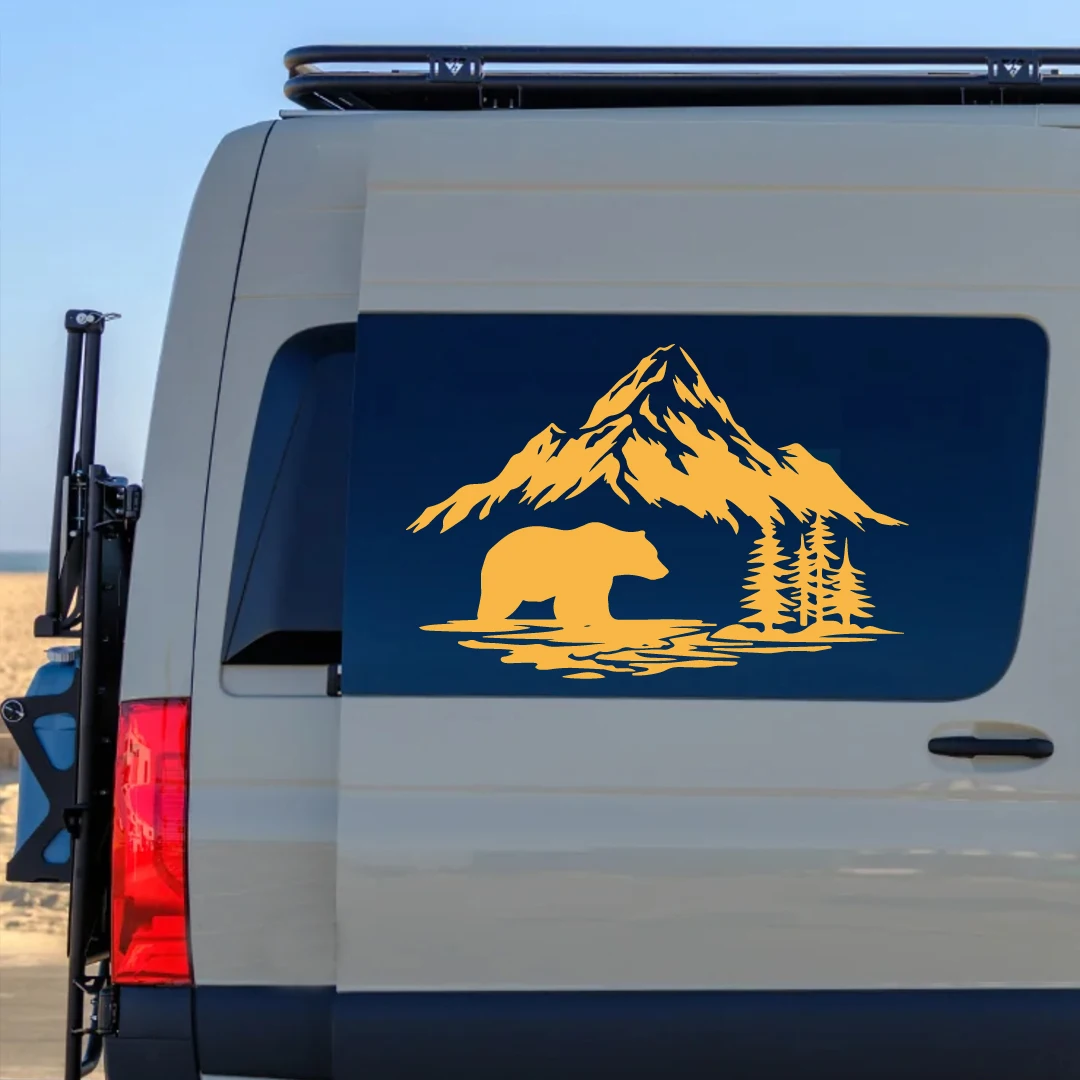 Bear Crossing Forest Adventure Pickup SUV Off-Road Car Sticker Window Glass Body Pull Flower Vinyl Decal Sticker - Image 3