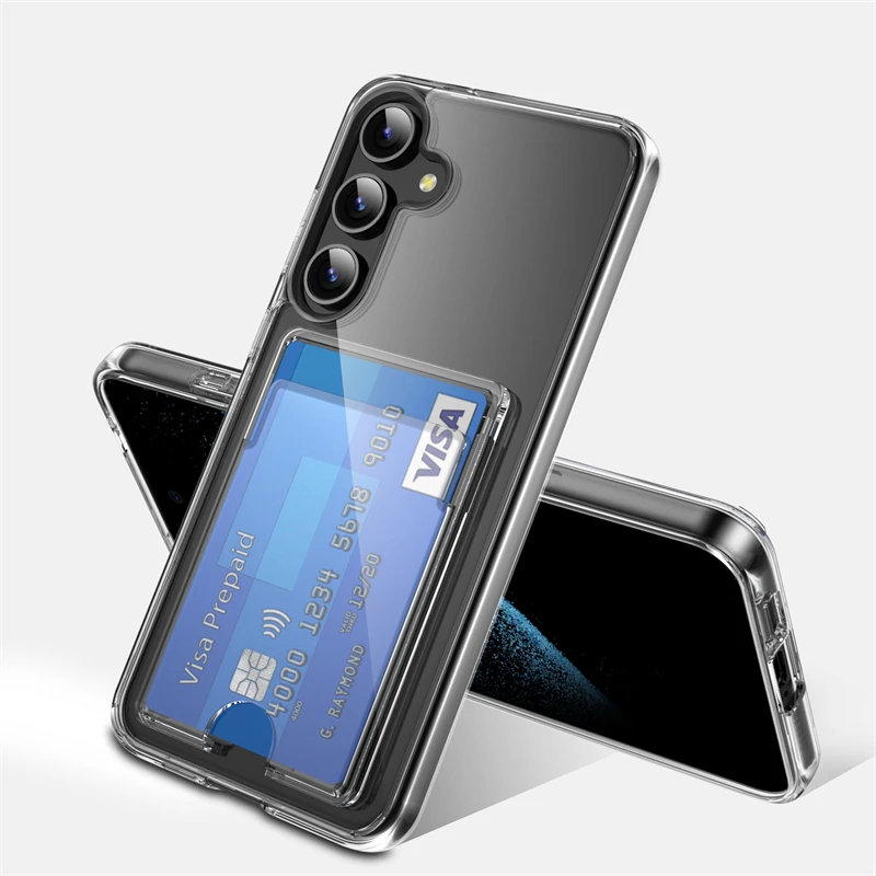 Hülle für Samsung S24 S25 Ultra Kartenfächer Brieftasche Klare Hülle für Galaxy Note 20 S21 S22 S23 S24 Ultra Plus Transparente Hartschale