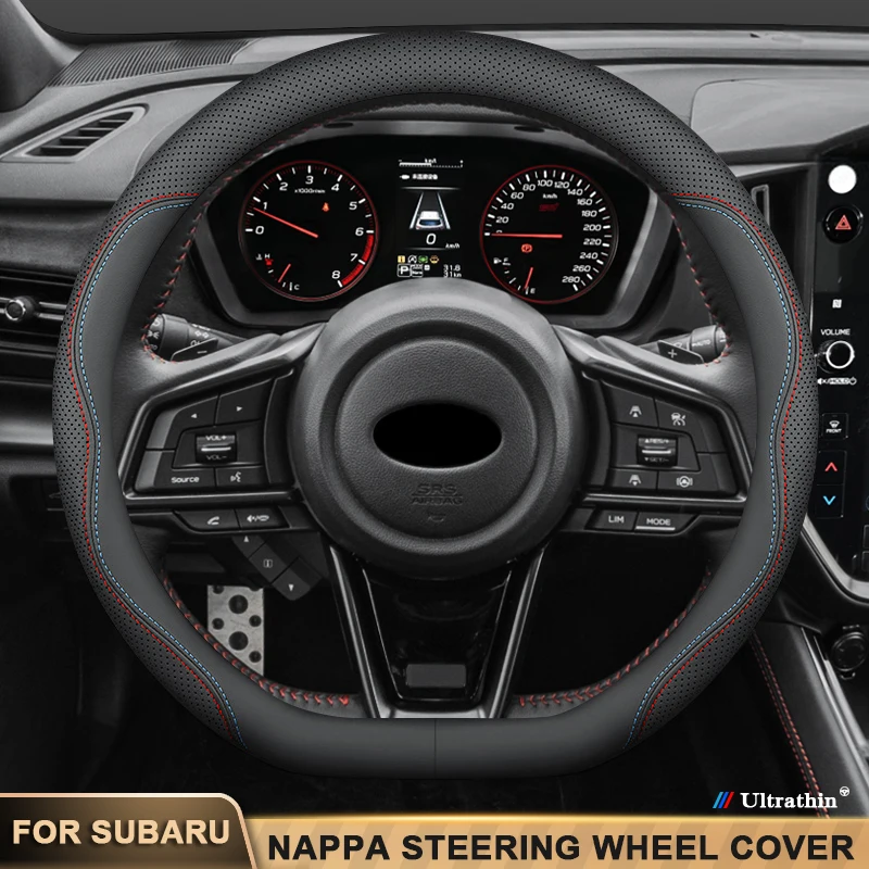 Leather Car Steering Wheel Cover For Subaru Forester Sh Sj Levorg XV Tribeca BRZ WRX STI Outback Ascent Crosstrek Impreza Legacy