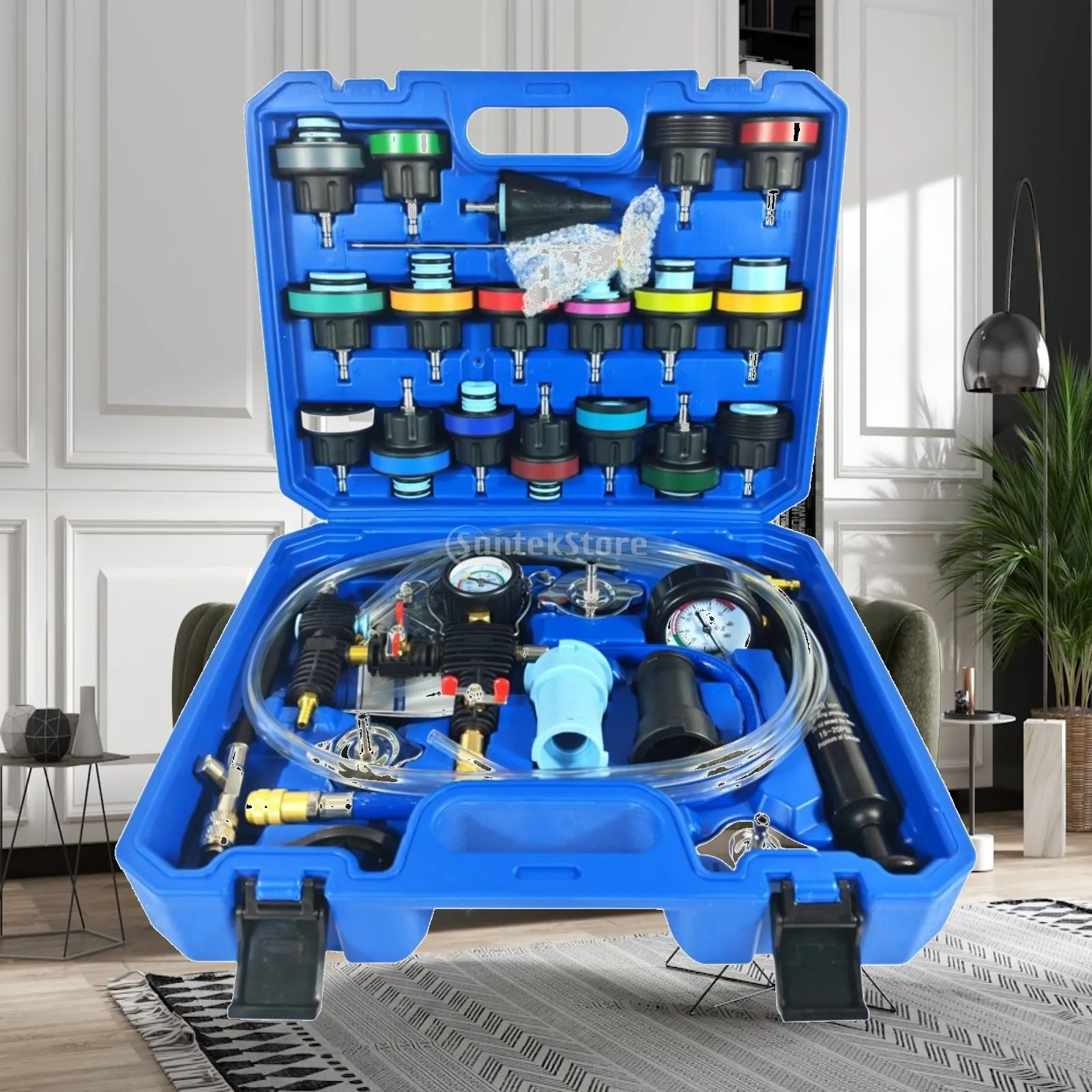 Car Cooling System Tester Tool Set for Radiator Leak Check with Multiple Adapters and Hard Case