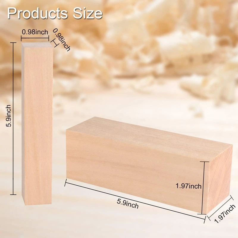 6Inch Basswood Carving Blocks, 4Pcs Whittling Blocks Basswood For Craft, Basswood Carving Wood For Beginner To Expert