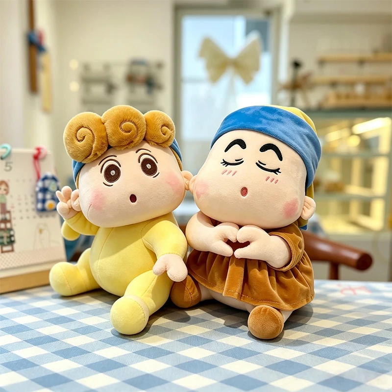 New Cute Crayon Shin‑chan & Himawari Plush Pajama Doll Anime Stuffed Figure Soft Fluffy Pillow Kids Birthday Gift Home Decor Toy