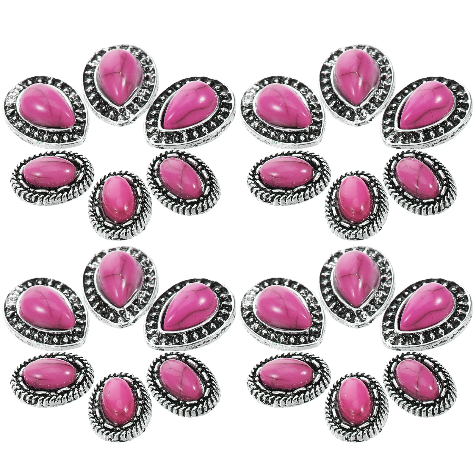 

20Pcs Nail Art Charms Retro Vintage Turquoise Alloy Resin DIY Manicure Decorations Unique Nail Jewelry Accessories