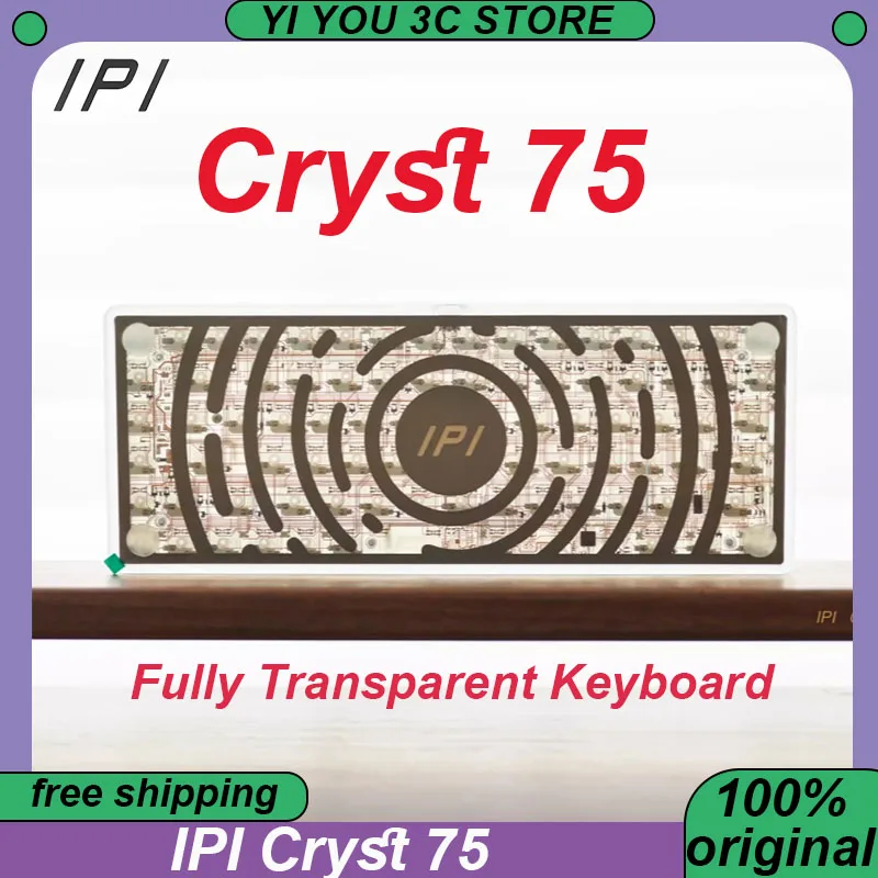 

IPI Cryst 75 Fully Transparent Keyboard Wired Esports Mechanical Keyboards Hot-Swap RGB Backlight Customized Office PC Accessory