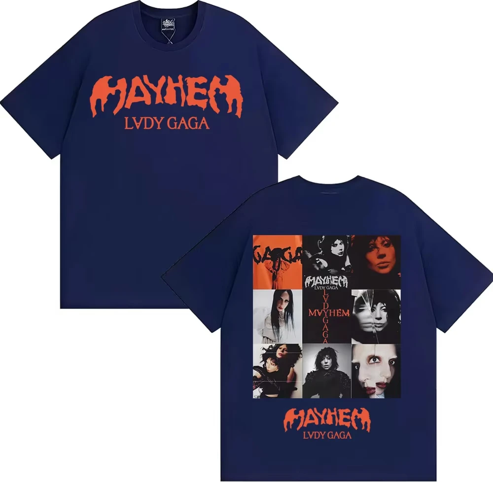 メンズとレディースのファッション美的Tシャツ、カジュアル半袖Tシャツ、レディー・ガガ・メイフェムの新アルバム2025ツアーTシャツ
