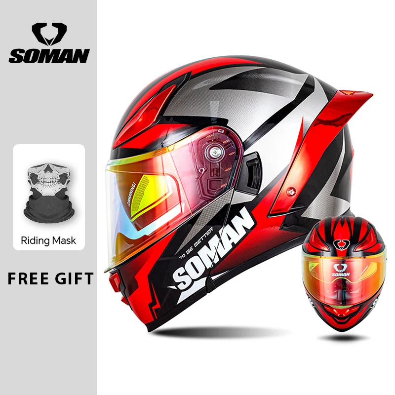 

DOT Approved Full Face Racing Helmets Winter Warm Double Visor Flip Up Motorcycle Helmets Motorbike Modular Helmet Men Women