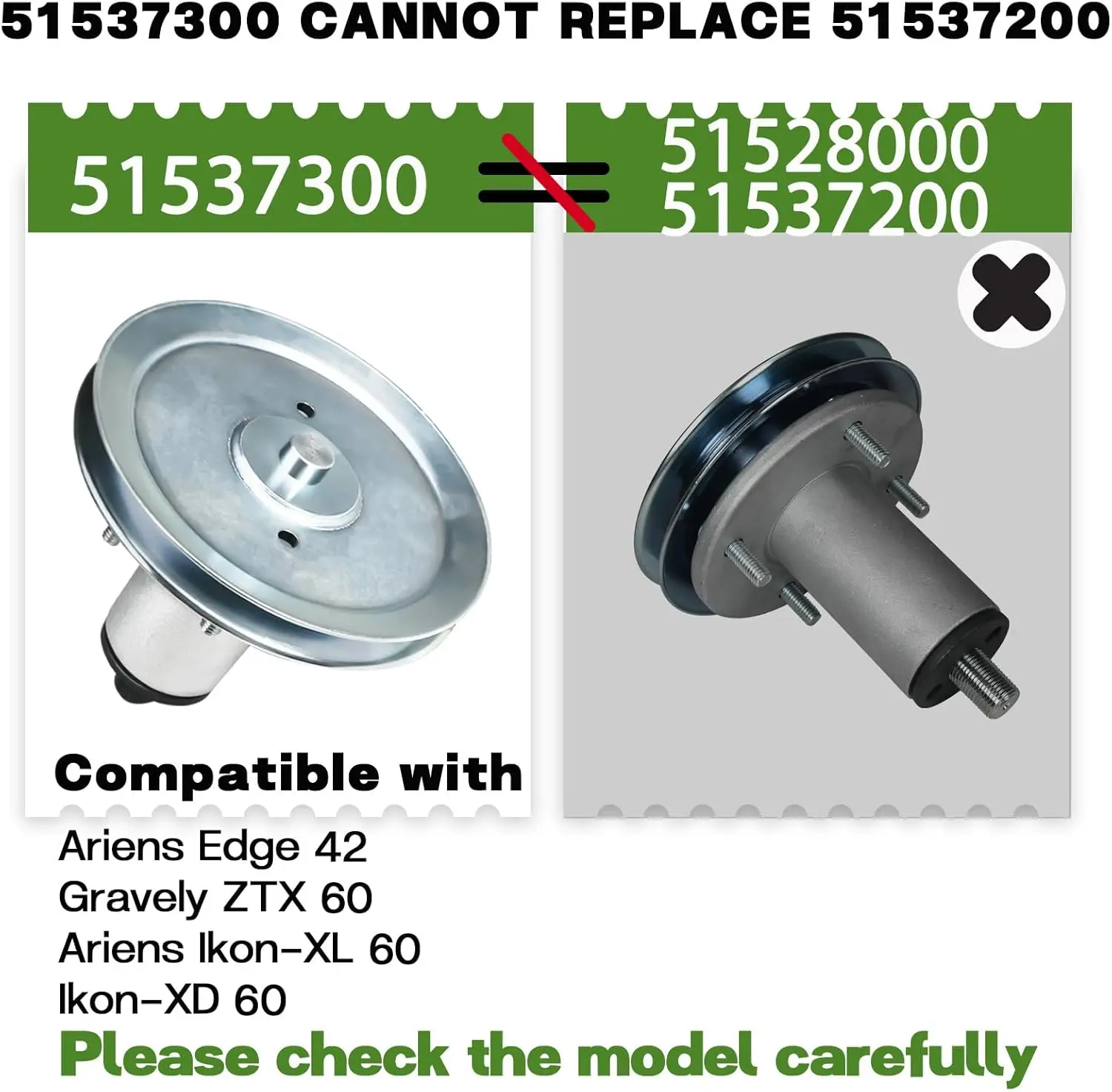 3 عبوات من مغزل جزازة 51537300 51530700 مناسبة لـ Ariens Edge 42، Gravely ZTX 60، ZT XL 60، Ariens Ikon-XL 60، Ikon-XD 60 جزازة