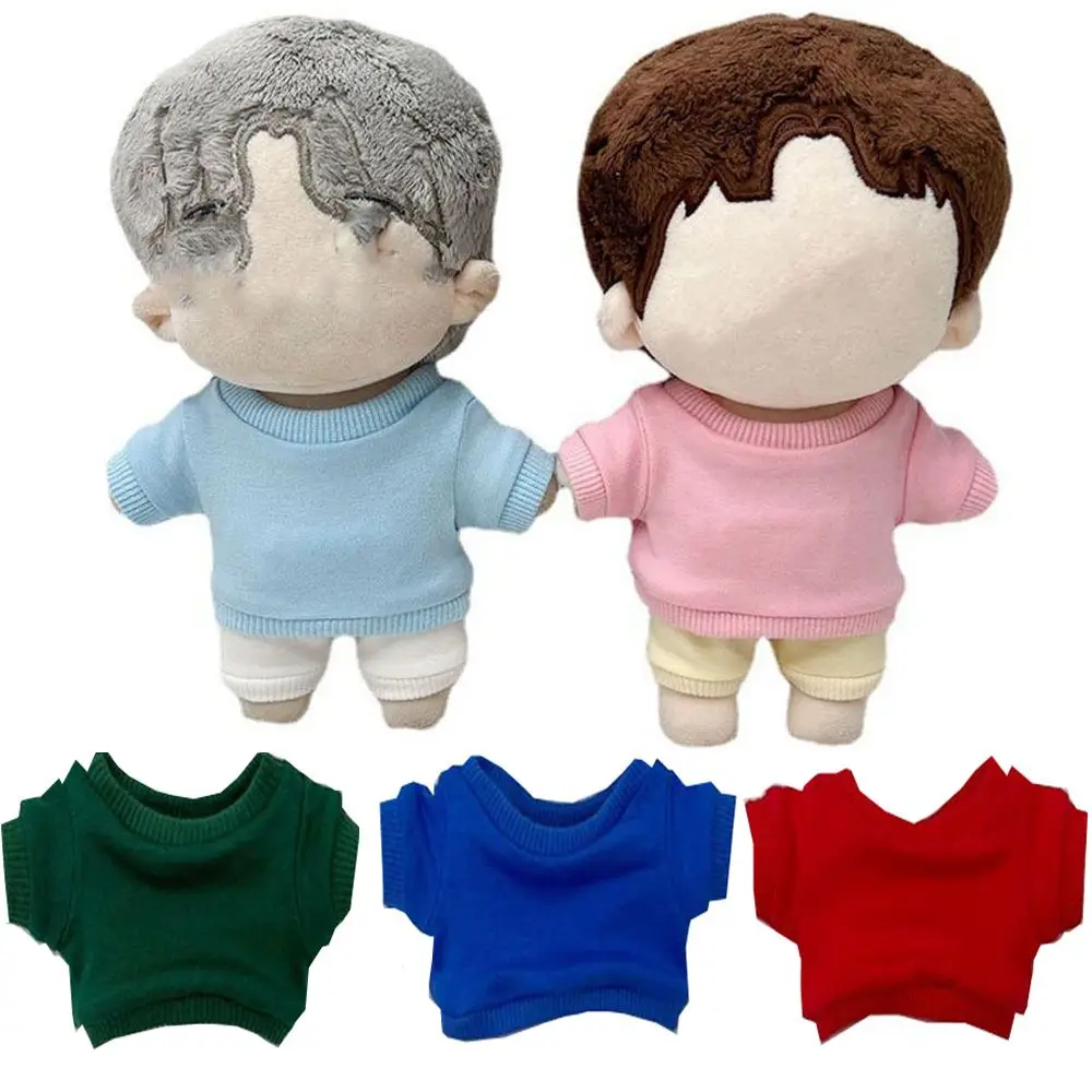 Pure Color Cotton Pullover 20cm Doll Clothes Hoodies T-shirt Mini Clothes For Cotton Stuffed Dolls Accessories Idol Doll Outfit