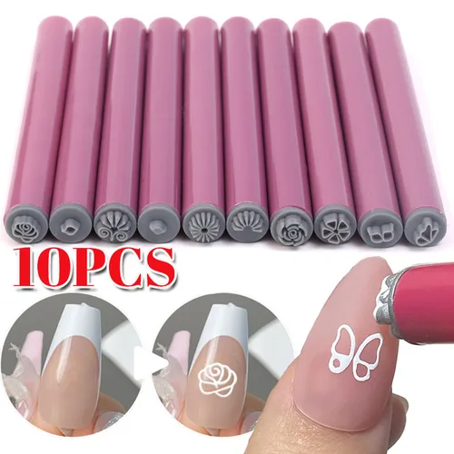 Imagen 1 del producto Conjuntos de sellos para uñas con patrón geométrico de flores 3D, herramienta multifuncional para pintar uñas, esmalte de uñas en Gel, bolígrafo para garabatear, plantillas de pincel