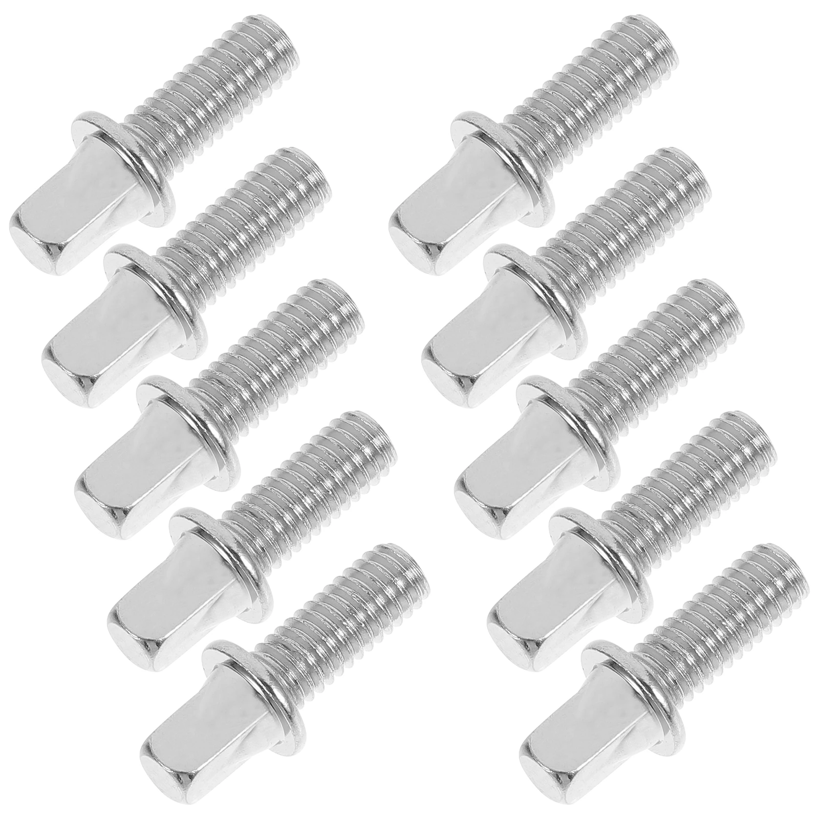 

10 Pcs Drum Screw Fittings Bolts Snare Key Hardware Square Silver Plated Iron Accessory Kit