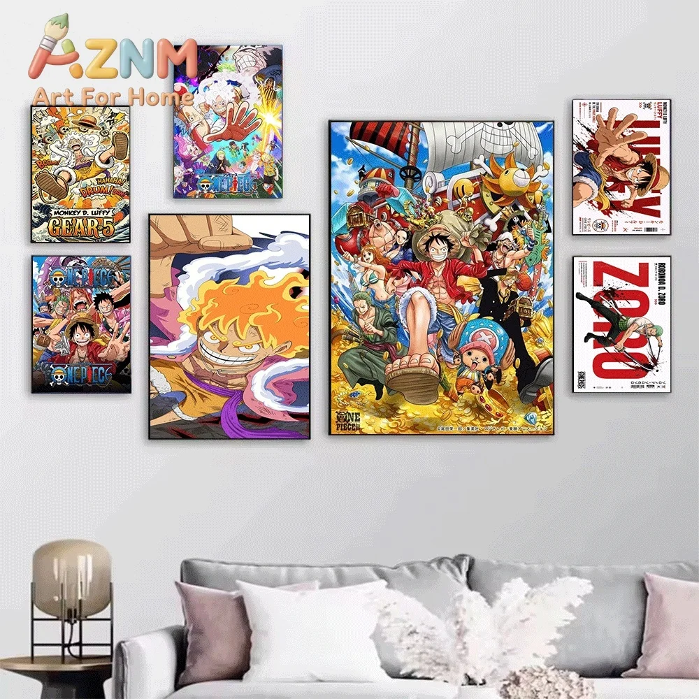 One Piece Anime Canvas Wall Art No Frame Luffy Gear 5 Nika Zoro Manga Print Poster for Bedroom Living Room Home Wall Decor Art